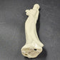 2 Faceless Women Figurines Solid White & Off-White Glazed Porcelain Flowers 8.5"