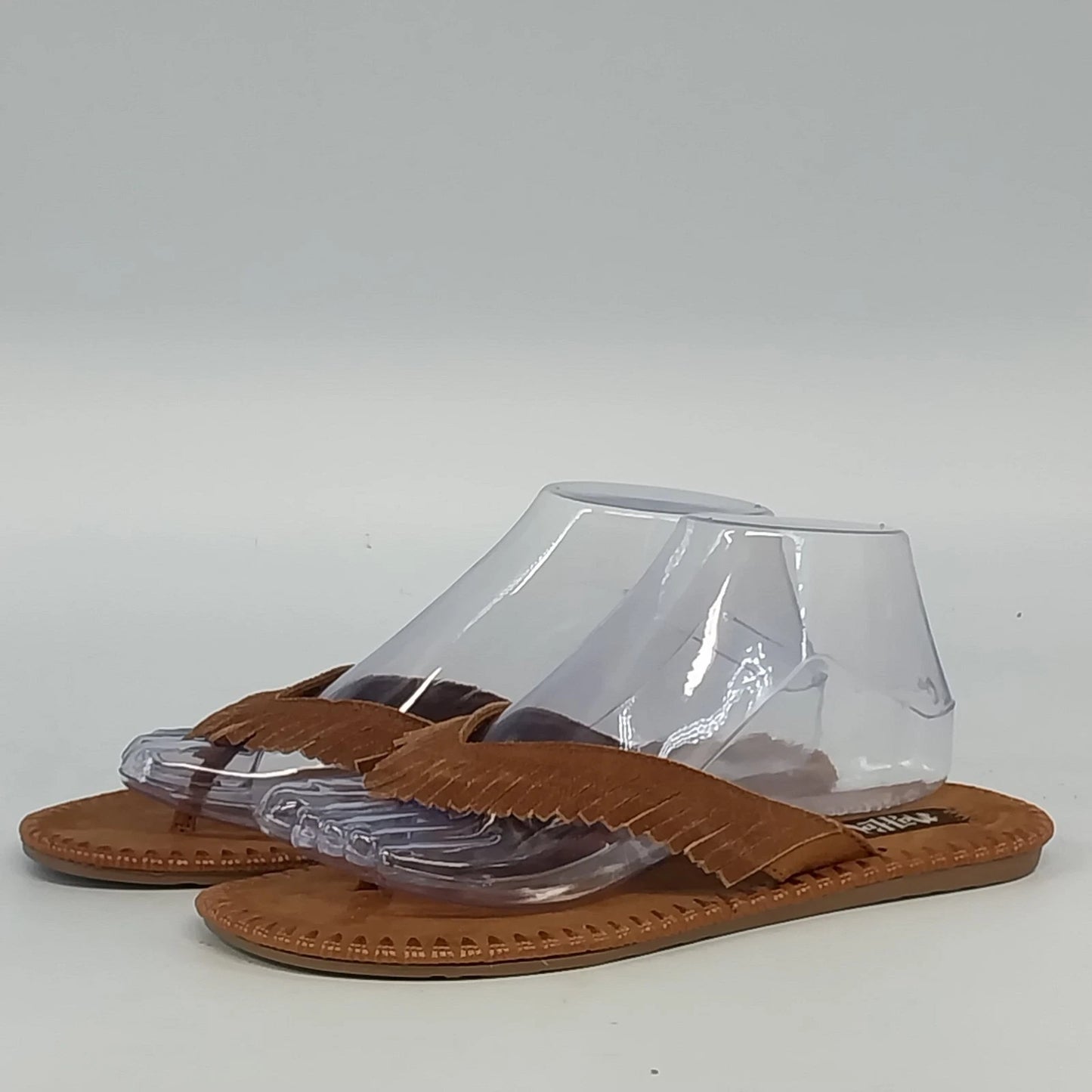 Mad Love Sandals Brown Fringe Moccasin Thong Flip Flop Women's 8 Flat Sole China