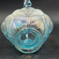 LE Smith Aqua Blue Stippled Glass Basket 6"w x 8.5" Applied Loose Handle AS IS