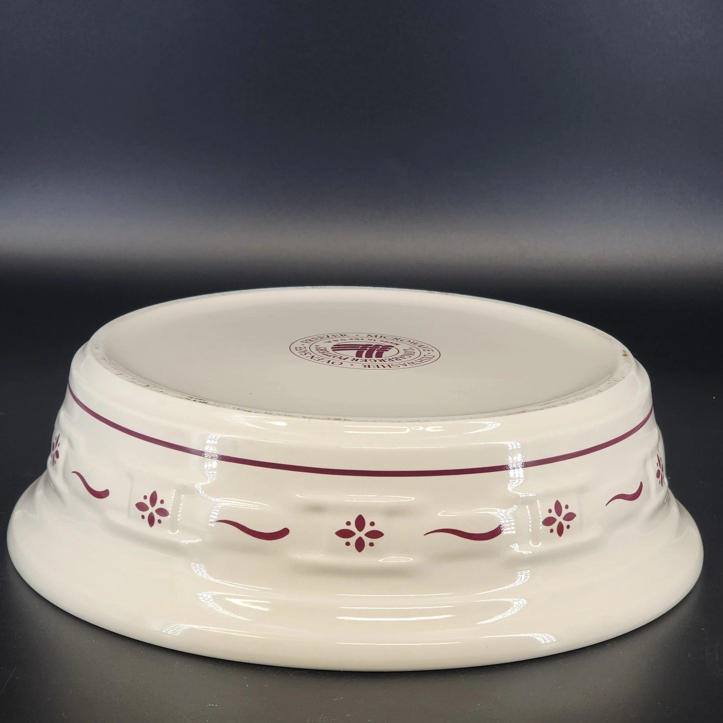 Longaberger Woven Tradition Red 2 Qt Open Casserole Dish 10.5" Round Pottery USA