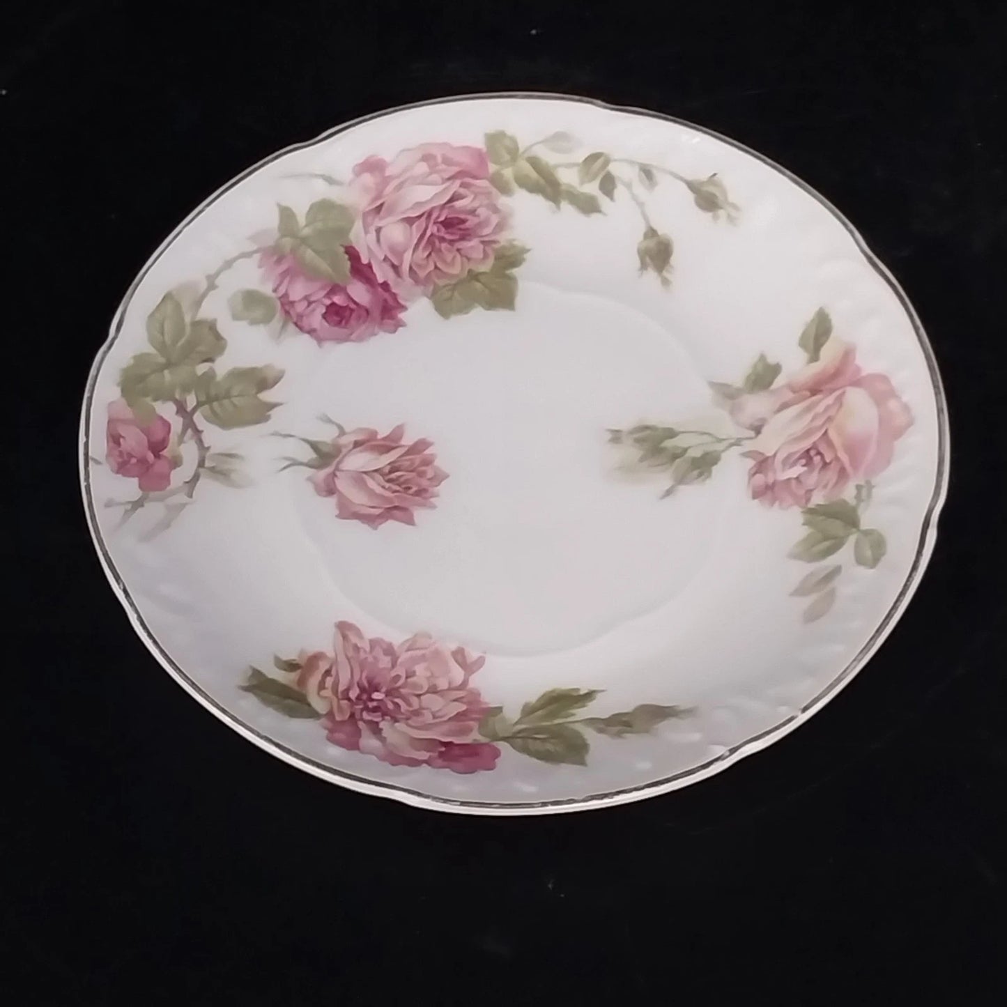RC Monbijou Rosenthal Rose Bavaria Bread Plate Pink Floral Gold Scallop Germany