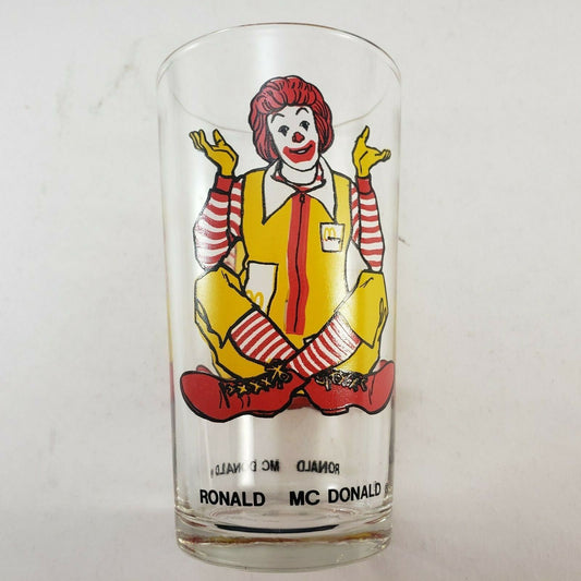 McDonald's Drinking Glass Collector Series Sitting Ronald McDonald 5" Tall