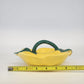 Holland Mold Ceramic Divided Hibiscus Dish Yellow Flowers Green Leaf 10" 1962