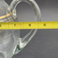 Round Bubble Shape Clear Glass Pitcher with 3 Gold Stripes & Ice Lip 8.5” 1950's