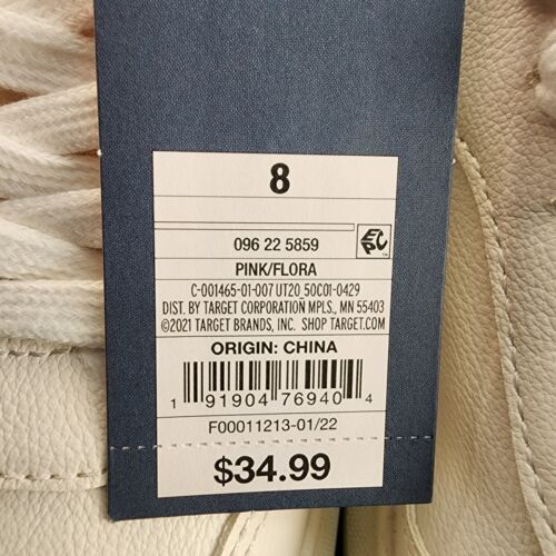 Universal Thread Women’s 8M Shoes Flora Casual Sneakers White Lace Up Pink Trim
