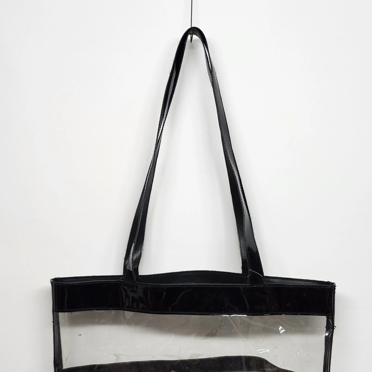 Mary Kay Clear Vinyl Tote Bag Black Patent Trim Large Shoulder Consultant Bag