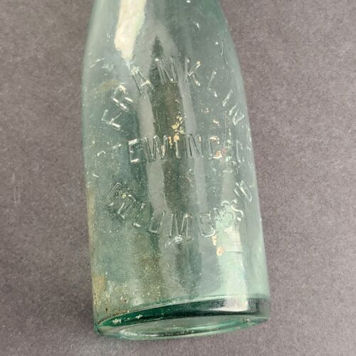 Franklin Brewing Co Columbus Ohio Green Tinted Empty Glass Beer Bottle Vintage