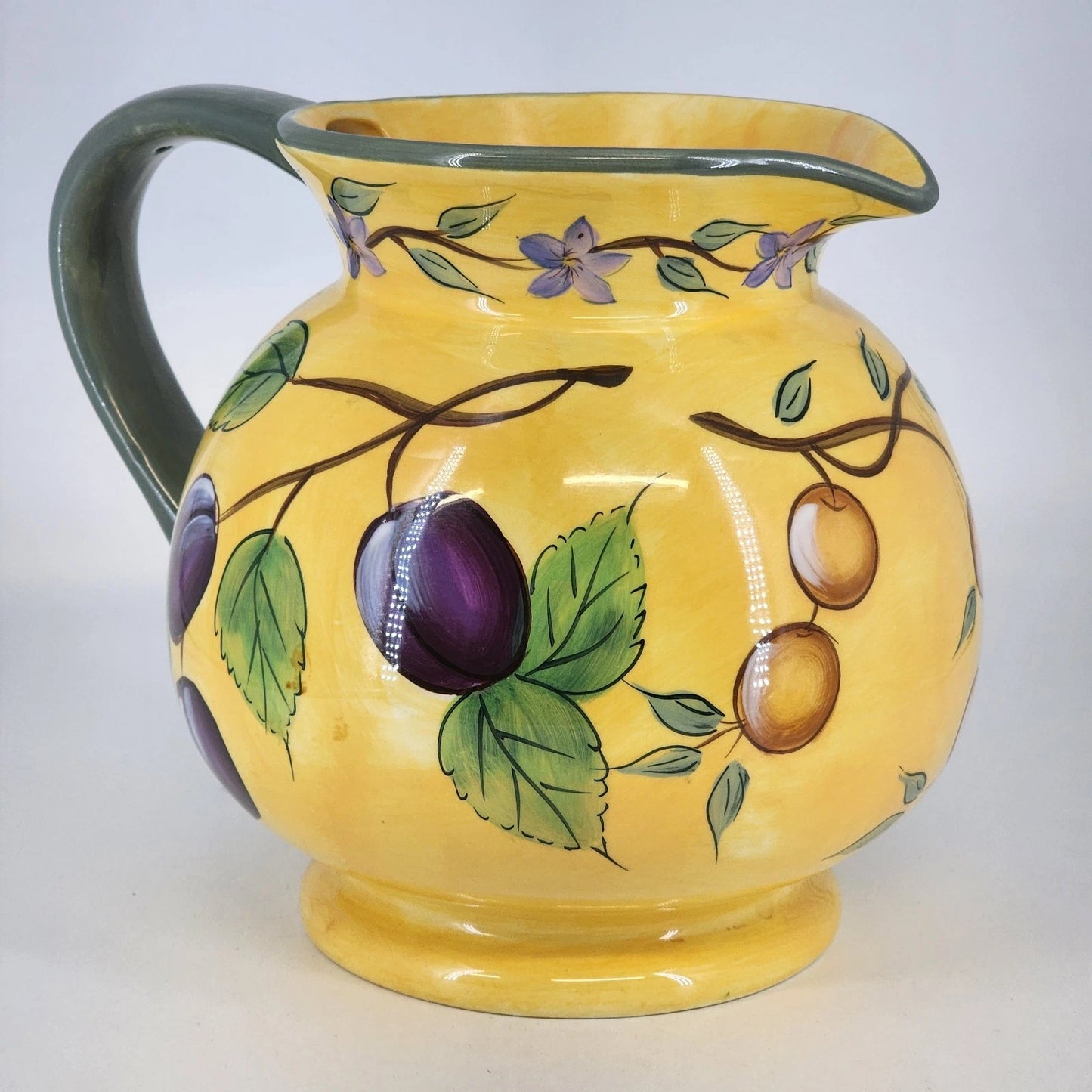 Claire Murray Bella Vita Ceramic Pitcher Hand Painted Floral Italy Style