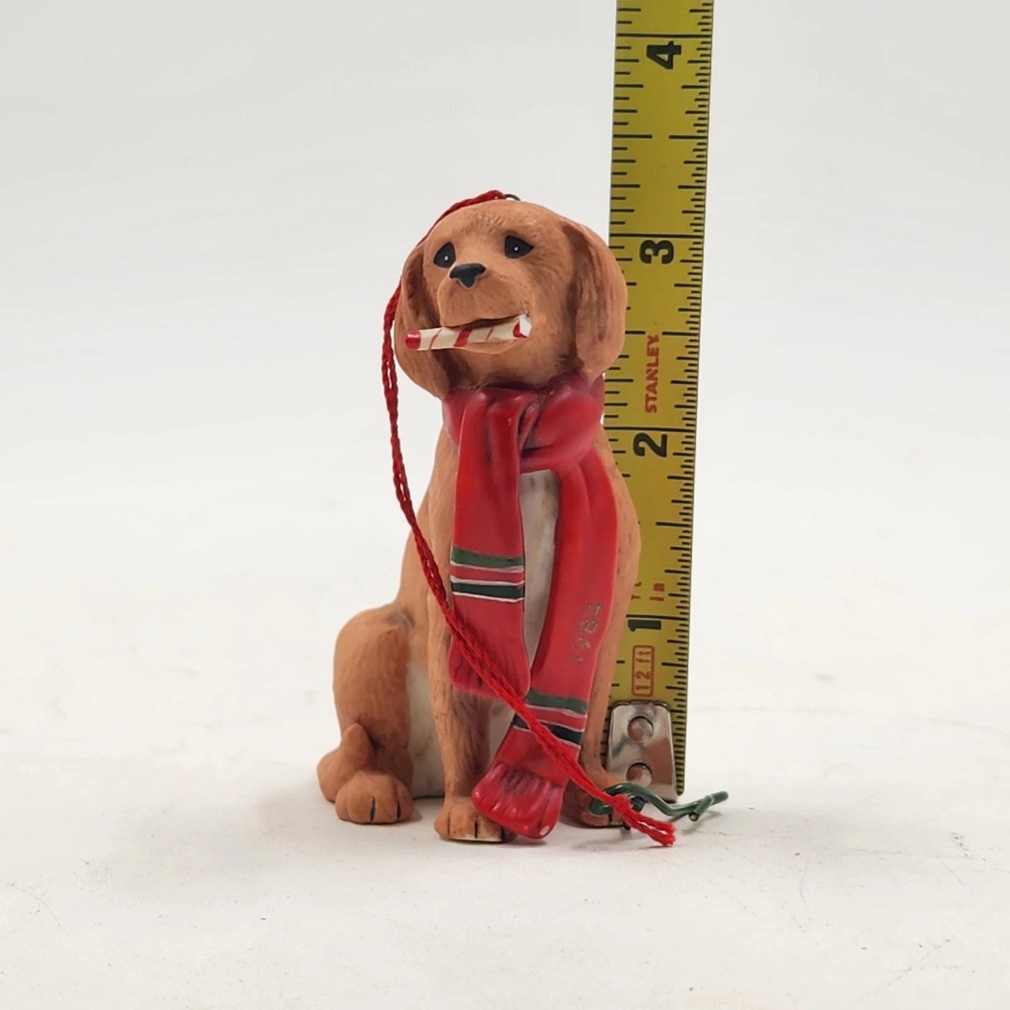 Gordon Fraser 1984 Brown Dog Candy Cane Scarf Ceramic Christmas by Schmid