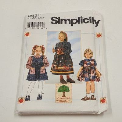 Simplicity 0637 Vintage Sewing Pattern 1996 Uncut Girl's Jumper Blouse Sz AA 3-6