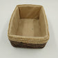 Handwoven Rattan Storage Basket 2-Tone w/ Liner Rectangular 7"
