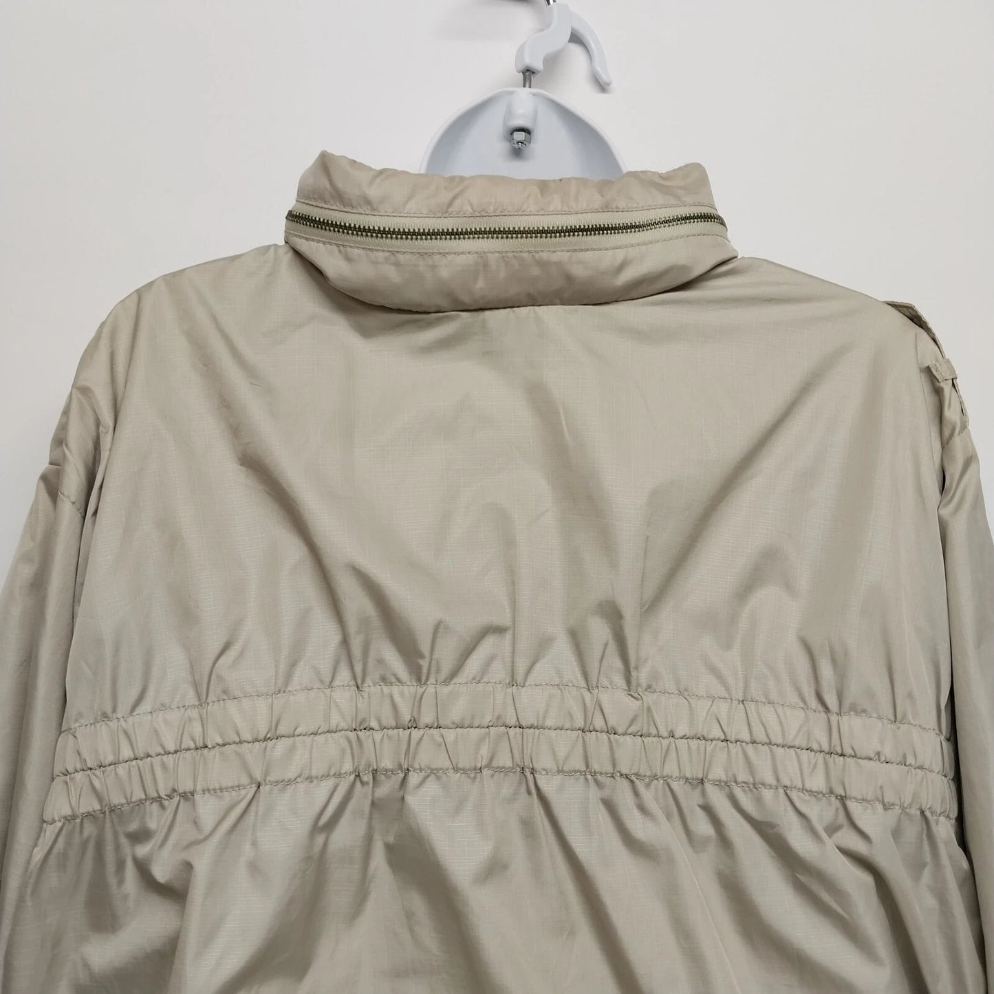 Eddie Bauer Women’s Jacket XXL Beige Hooded Zip Front 3/4 Sleeve Lightweight