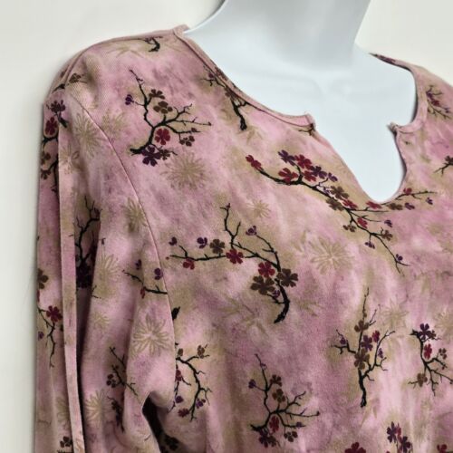 XCTI Mode Floral Top Pullover Size XL Cotton Spandex 3/4 Sleeve Stretch