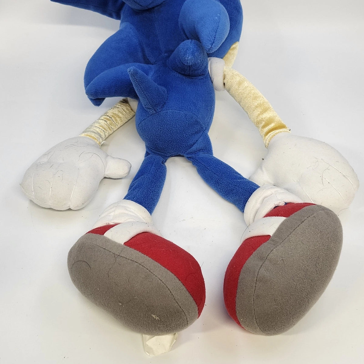 Sonic the Hedgehog Large Blue Plush Gold Arms Belly Stuffed Toy AS IS Repair