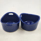 2 Rachael Ray Baking Ramekins Dish Double Handle Cobalt Blue 10 oz Stoneware