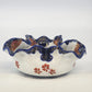 Japanese Imari Porcelain Ruffled Bowl 6" Cobalt Blue & Gold Gilt Floral Vintage