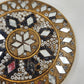 Gold Tone Round Pocket Mirror 2.75" Beaded Ornate Geometric Mosaic Star Design