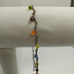 Gold Tone Chain Ankle Bracelet w/ Frosted Multicolor Beads