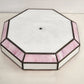 Octagon Leaded Stained Glass Ceiling Lamp Shade Pink White Slag Glass 13”x11"
