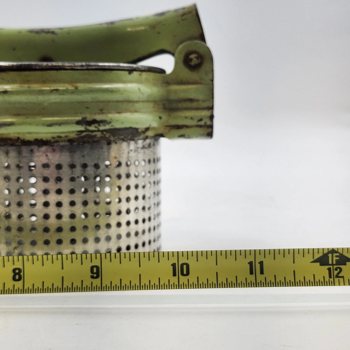 Green Metal Potato Ricer Masher Press 11.5 in Rustic Farmhouse Kitchen Vintage