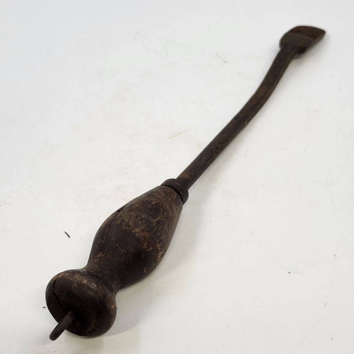 Cobbler Shoemaker Glazing Edge Iron Leatherworking Tool Wood Handle 14" Antique