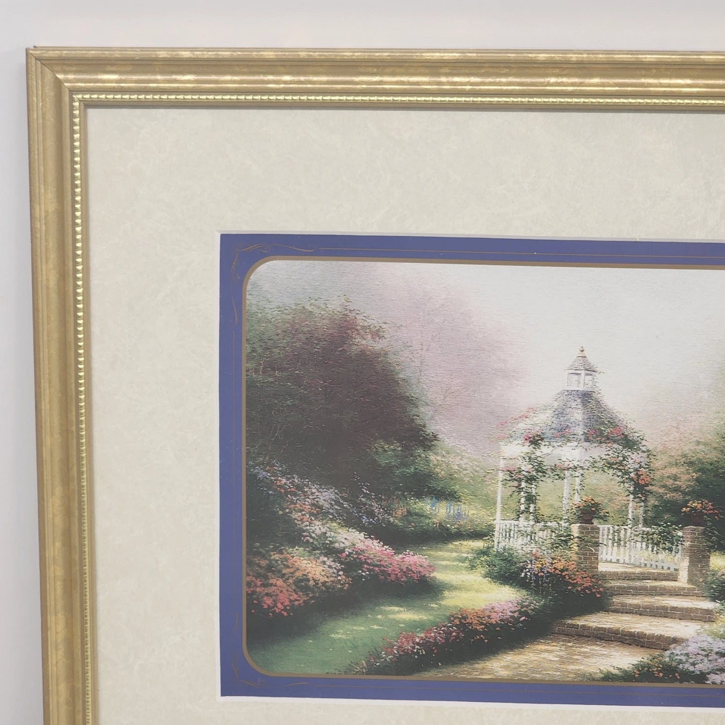 Thomas Kinkade Hidden Gazebo Accent Print 1996 Framed & Matted w COA Mark 6:31