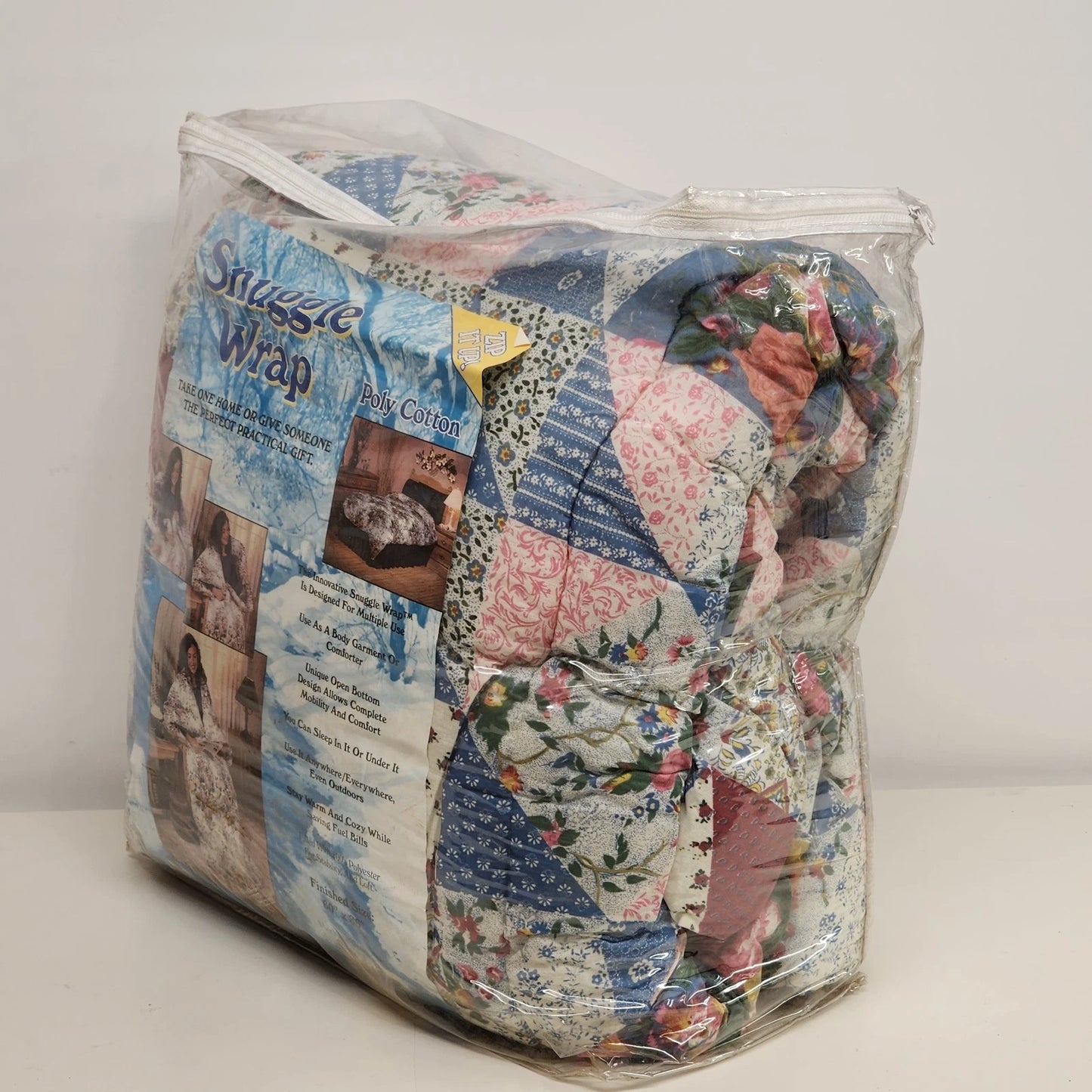 Snuggle Wrap Blanket 60"x86" Fleece Zippered 100% Polyester NOS in Original Bag