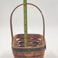 Longaberger Handwoven Basket Green Stripes Vintage 1993 Wood Handle 7"x5"