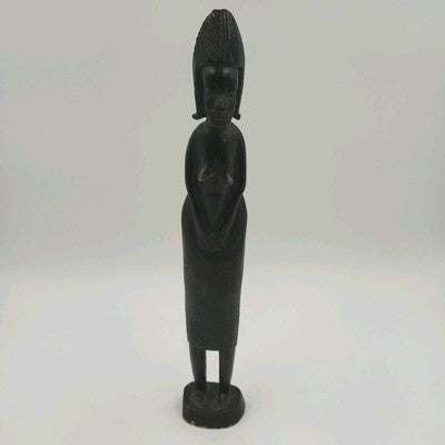 African Kenya Woman Makonde Tribe Hand Carved Ebony Wood Sculpture Figurine 15"