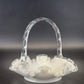 Fenton Silver Crest Milk Glass Basket Ruffled Edge Handle 8" Candy Dish