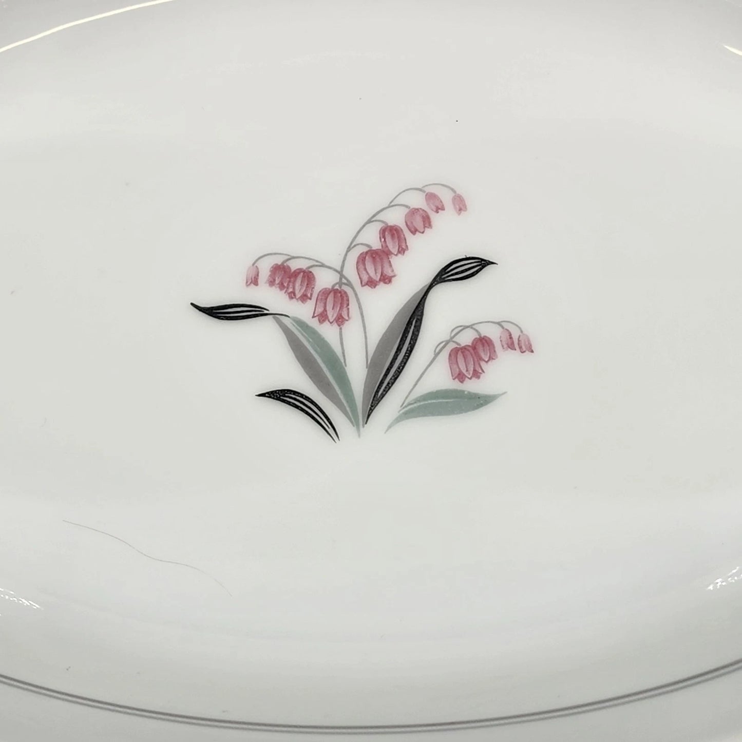 Noritake Crest 5421 Oval Vegetable Bowl 10" Lily of the Valley Platinum Trim Vtg