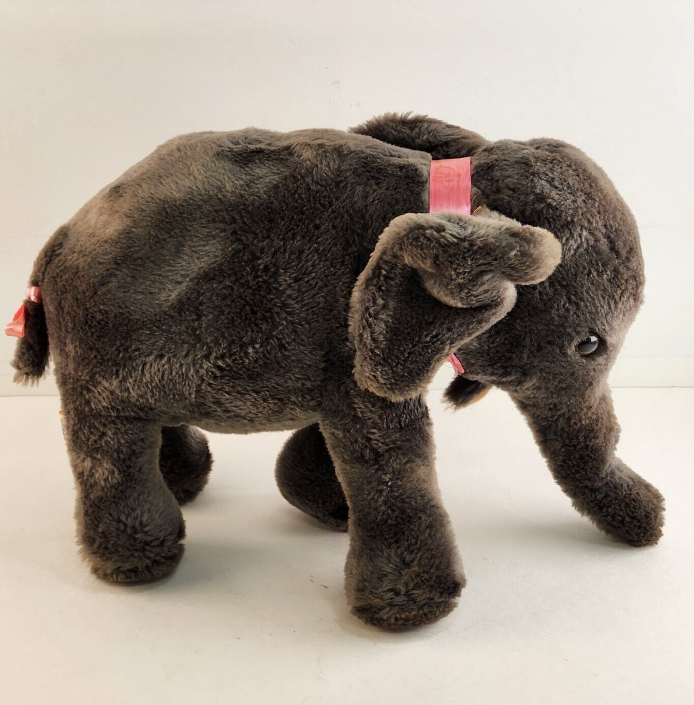 R Dakin Standing Elephant Gray Plush Stuffed Animal Toy 8" Vintage 1970s