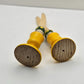 2 pc Erzgebirge Wood Miniature Candle Holders Tapers Yellow West Germany 5"