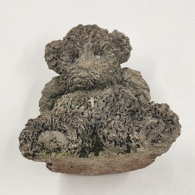 Angel Bear Brown Concrete Statue Halo Wings Cross Garden Decor 6"