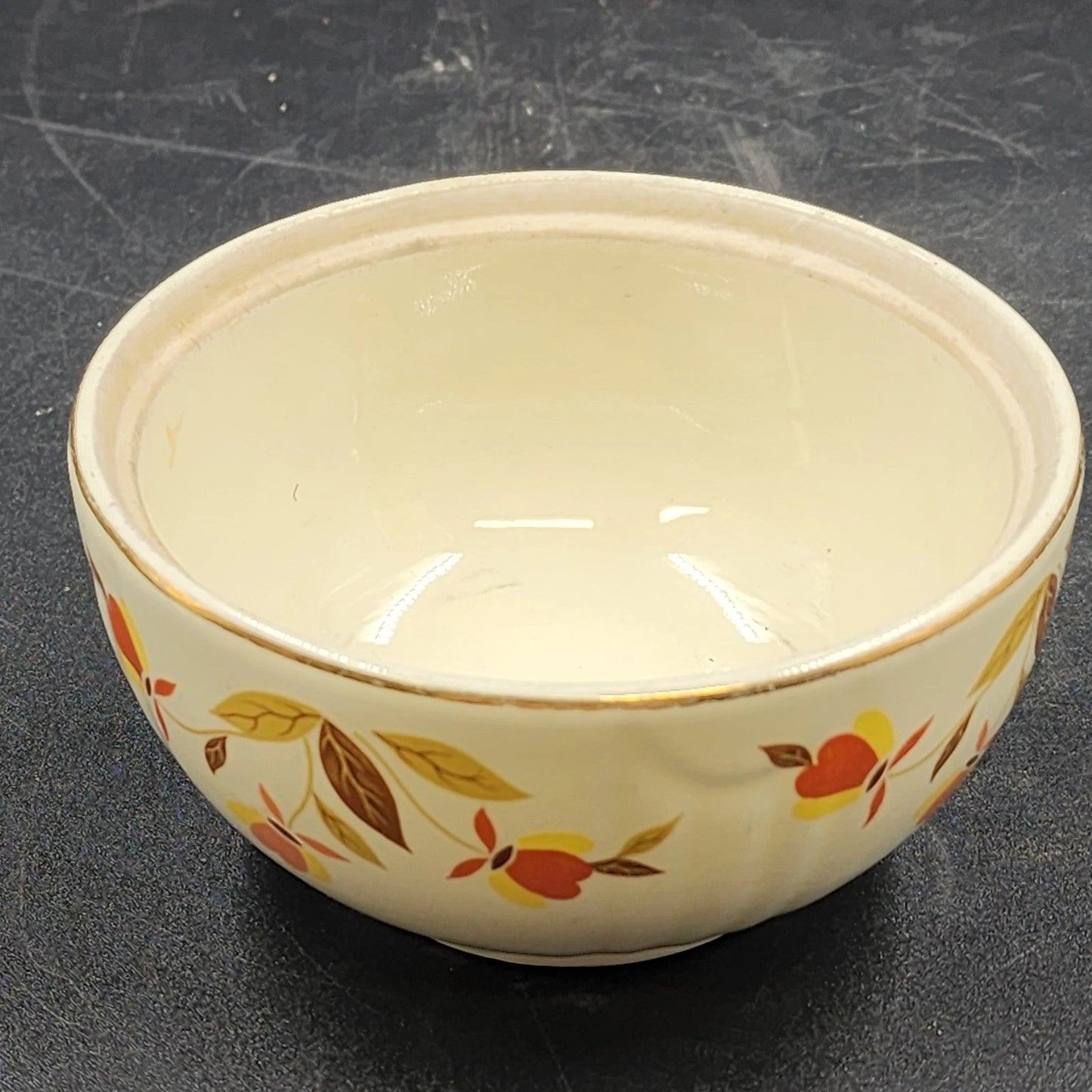 Autumn Leaf Ruffled D Sugar Bowl No Lid Halls Superior Jewel Tea MCM Kitchenware