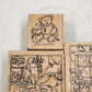 3 Wood Rubber Stamps Greeting Theme Bear Thank you Hello Stampin' Up! 1999