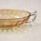 Jeannette Iridescent Carnival Glass Marigold Bowl Twin Clear Handle Large 10.5"