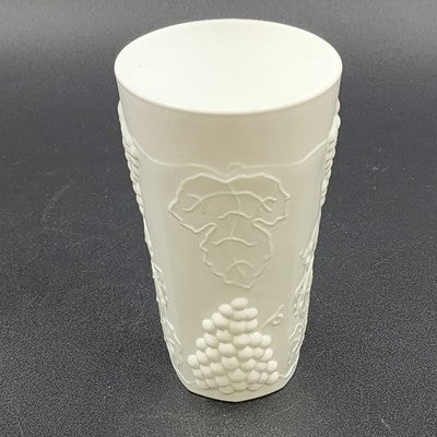 Indiana Glass Milk Glass Tumbler Harvest Pattern 3.25"x5.75" Vintage Drinkware