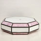 Octagon Leaded Stained Glass Ceiling Lamp Shade Pink White Slag Glass 13”x11"