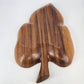 Hand Carved Natural Wooden Leaf Serving Tray 3-Section Divided Dish 16" Large