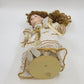 Porcelain Victorian Lady Doll Auburn Curls Cream Gold Dress 16" Vintage Taiwan