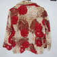 Jaipur Floral Blouse Women Medium Red Beige 3/4 Sleeve Button Front Top