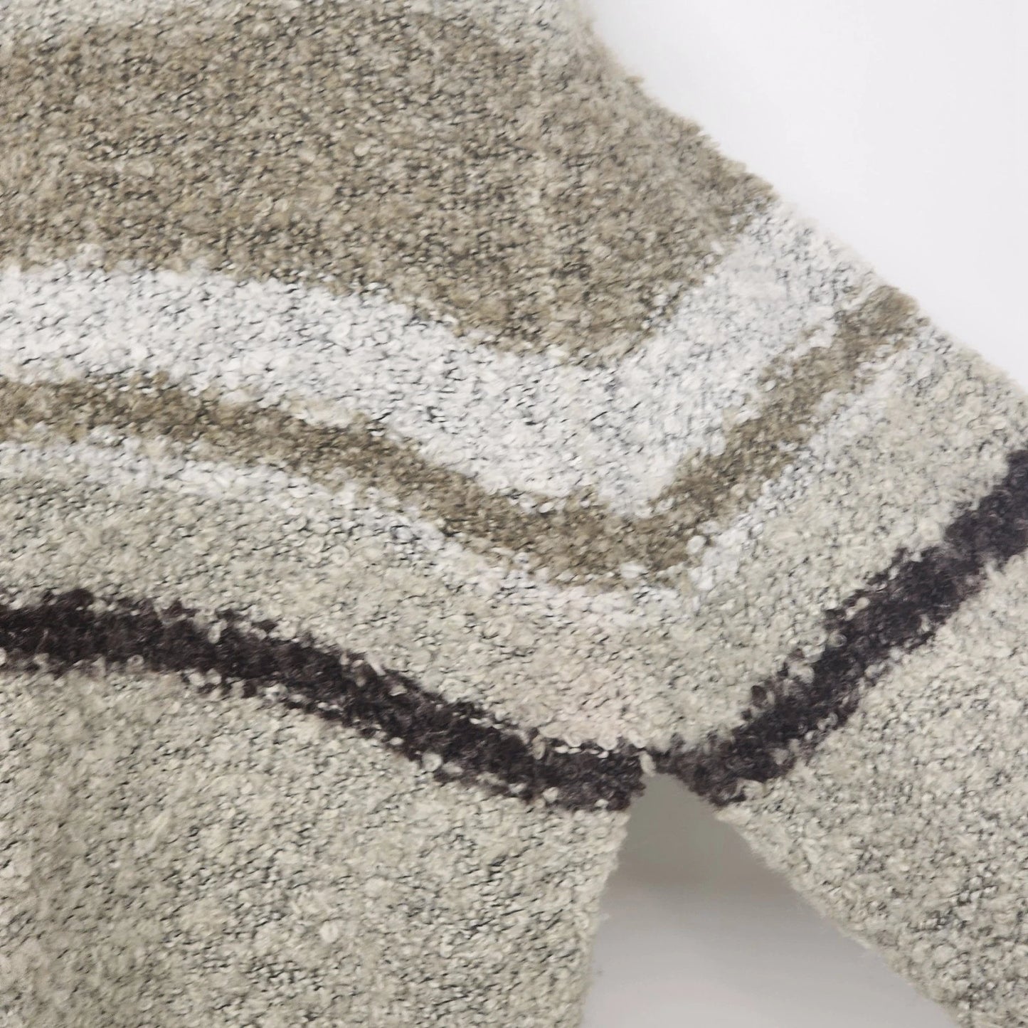 Cato Women Large Striped Turtleneck Sweater Brown Tan White Chunky Knit Pullover
