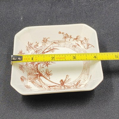 Antique Ridgways Pottery Trinket Dish – 4" Brown Transferware – Dee-Side, Stoke-on-Trent, England – Circa 1885–1890