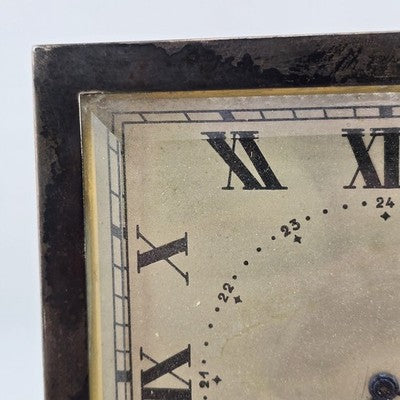 Tiffany & Co Sterling 925 Case Antique Travel Desk Clock Square 8 Day Movement