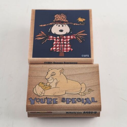 2 Snoopy Scarecrow & Lion King Motherly Love Design Pattern Rubber Stamps