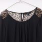 XXI Womens Black Sheer Blouse Leopard Print Long Sleeve Top
