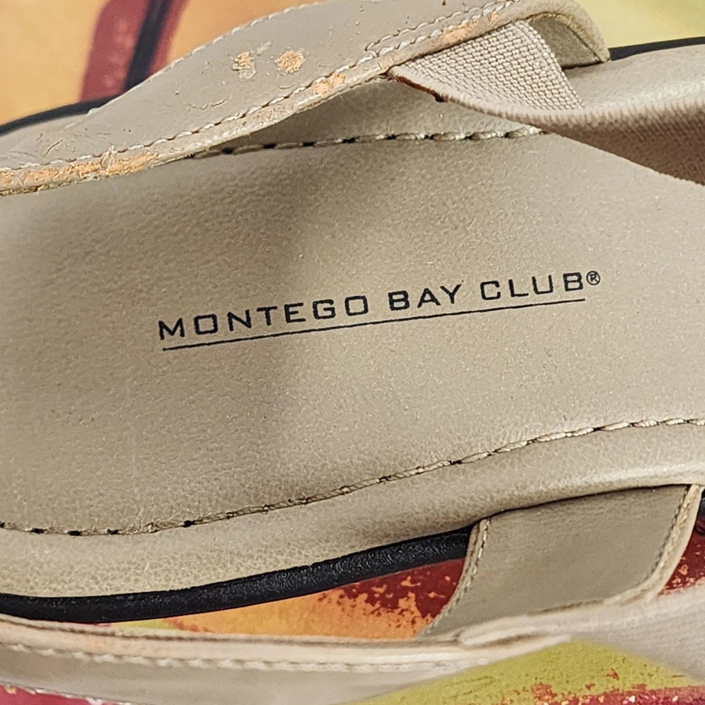 Montego Bay Club Marian Wedge Sandals Womens 7.5 Taupe Slip On