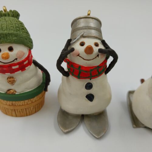 Hallmark Keepsake 2000 Christmas Ornaments Snowmen Of Mitford Race Down Main Vtg