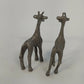Pair Pewter Giraffe Miniature Wildlife Figurine 2.25" Animal Zoo Collectible